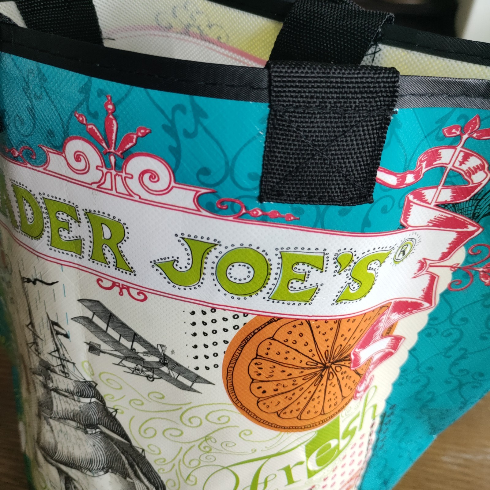 Vintage Trader Joe’s bucket tote Reusable shopping bag Round Bottom ship