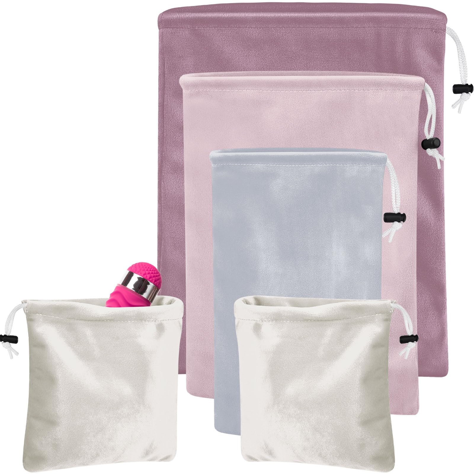 Amylove 4 Pcs Satin Game Toy Storage Bags 11 x 14 inches, Pink Color