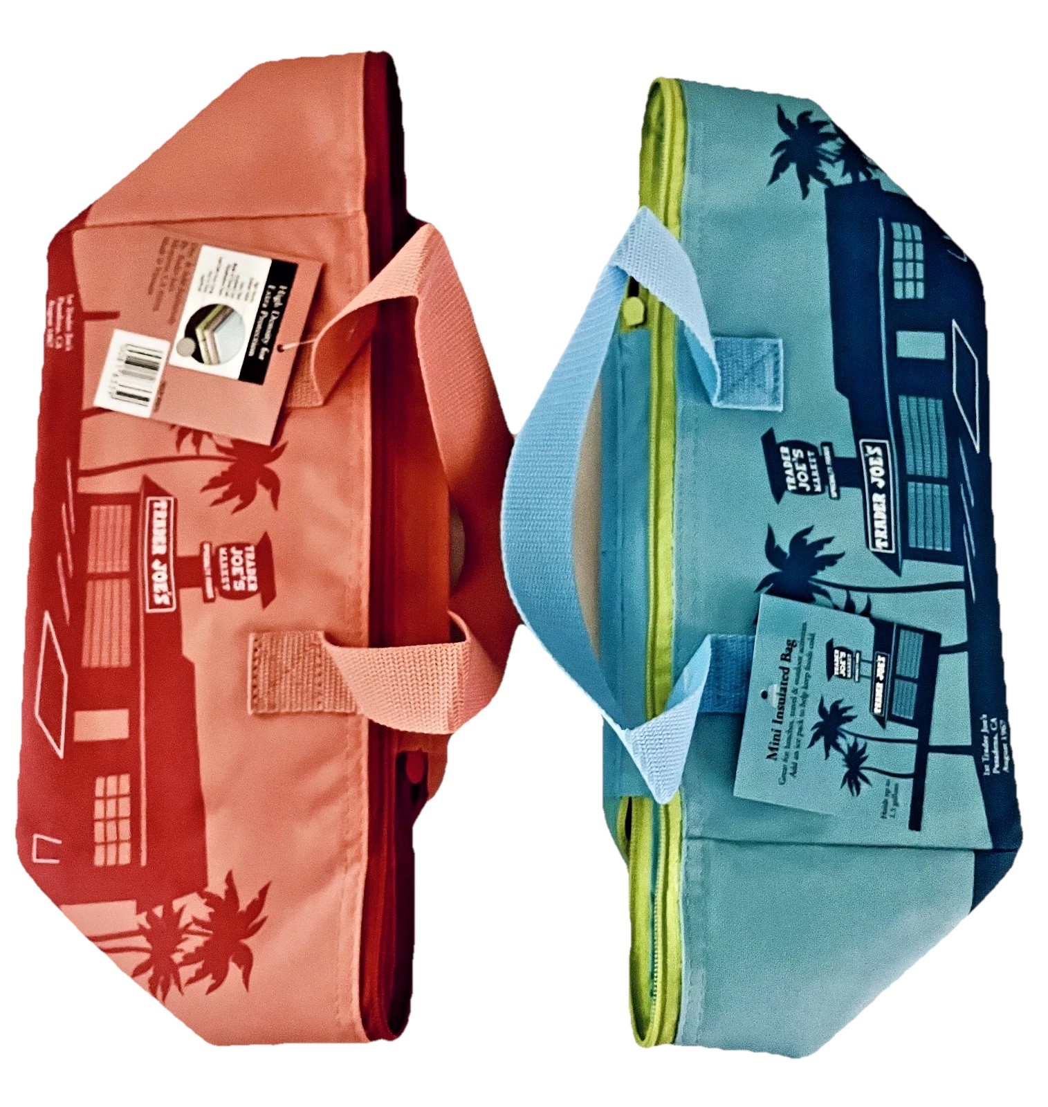 Trader Joe’s Mini Insulated Bags (Set of Two) – Teal and Peach (1.5 Gallons) NWT