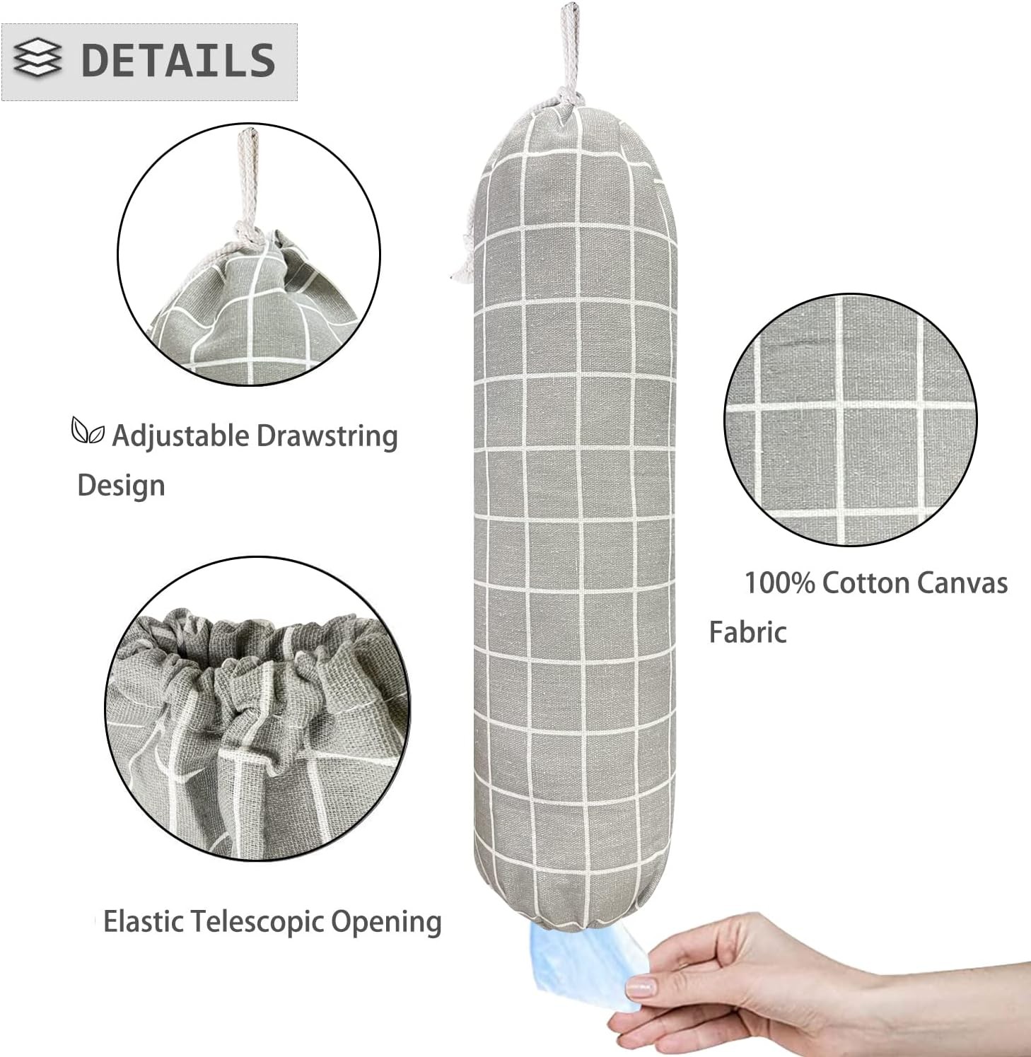 Plastic Bag Holder, Wall Mount Organizer, Shopping Bags Carrier, Washable Large