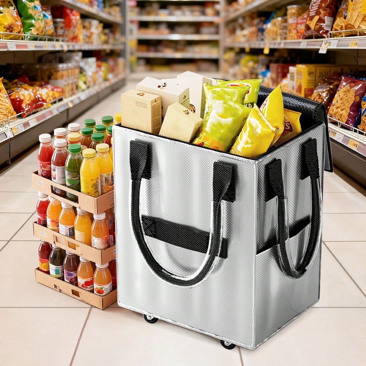 Large Rolling Shopping Tote Bag with Wheels Market Laundry Travel Carrier