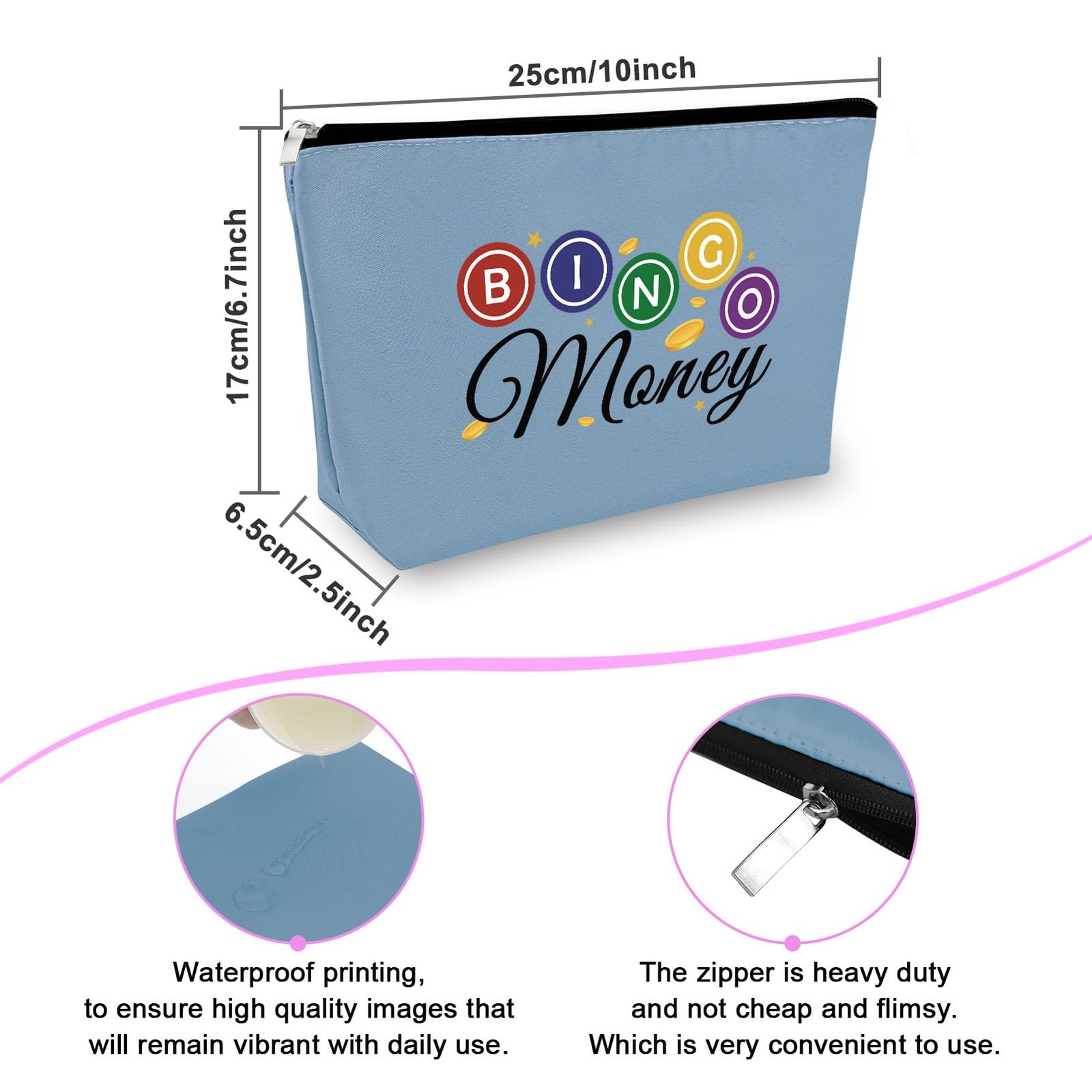 Bingo Money Makeup Bag – Casino Lovers Blue-Bingo Lover Gifts