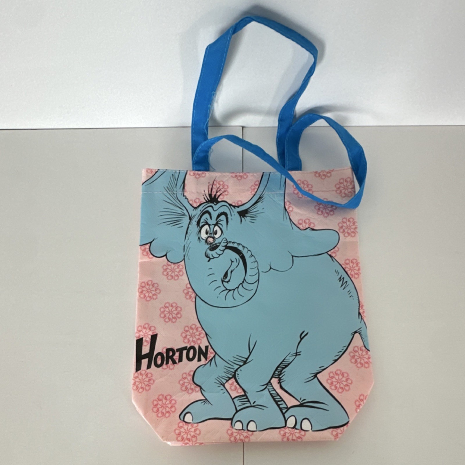 Dr. Seuss Horton Hears a Who Foldable Reusable Shopping Bag Plastic Blue Pink