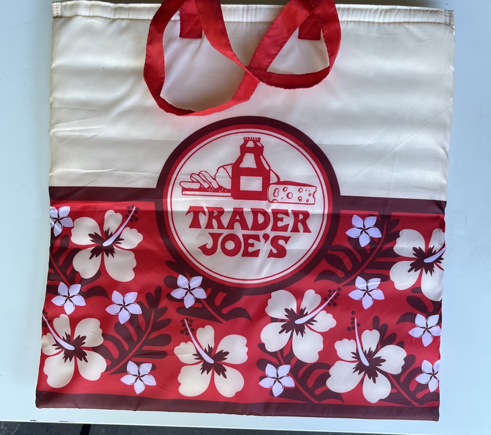 Vtg TRADER JOE’S Hawaiian Hibiscus Tote Bag Insulated Reusable Tropical