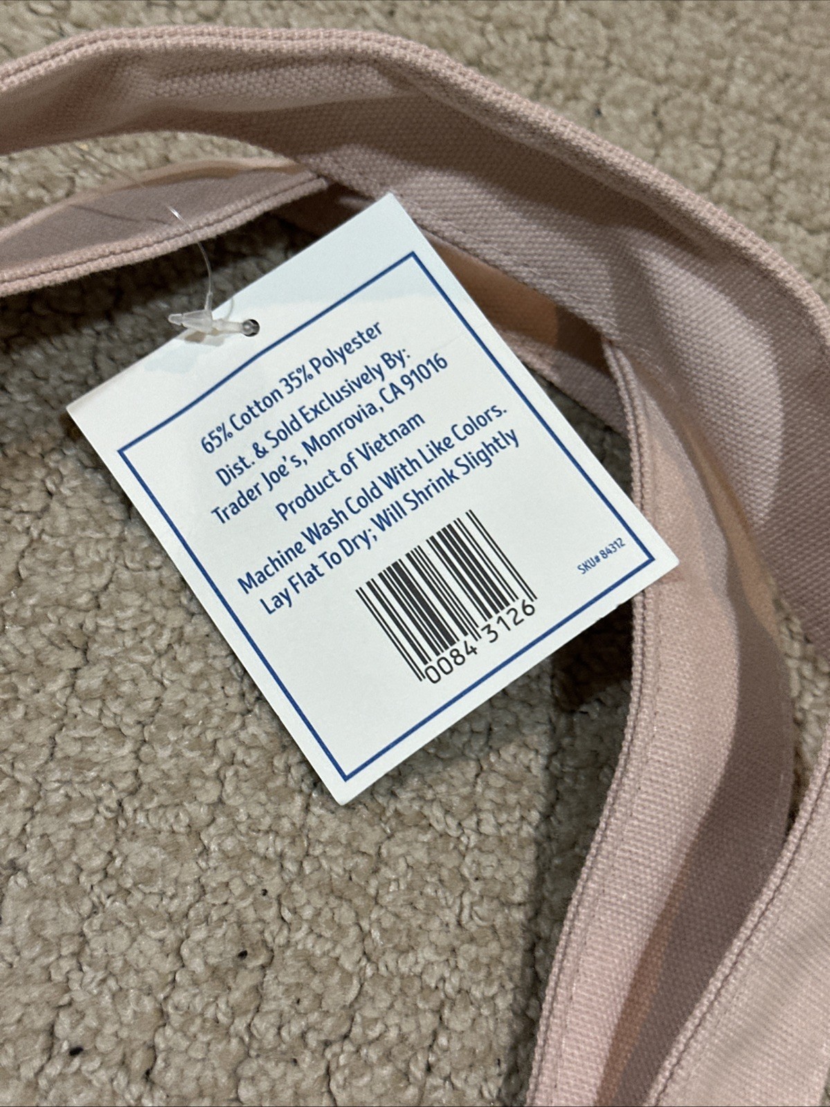 PALE PINK Trader Joe’s Striped Canvas Mini Tote Bag Summer 2026 New with Tags