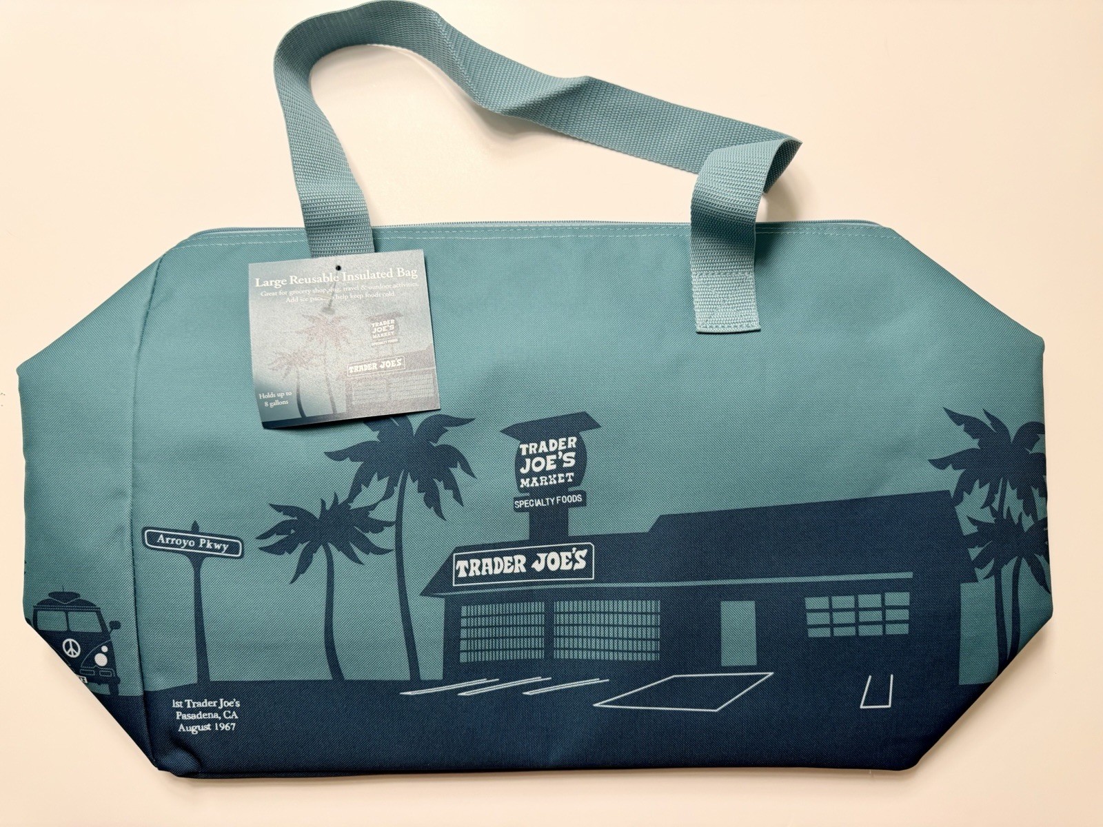 NEW 2026 TRADER JOE’S Large Reusable Insulated Bag 8 Gallons Dusty Blue