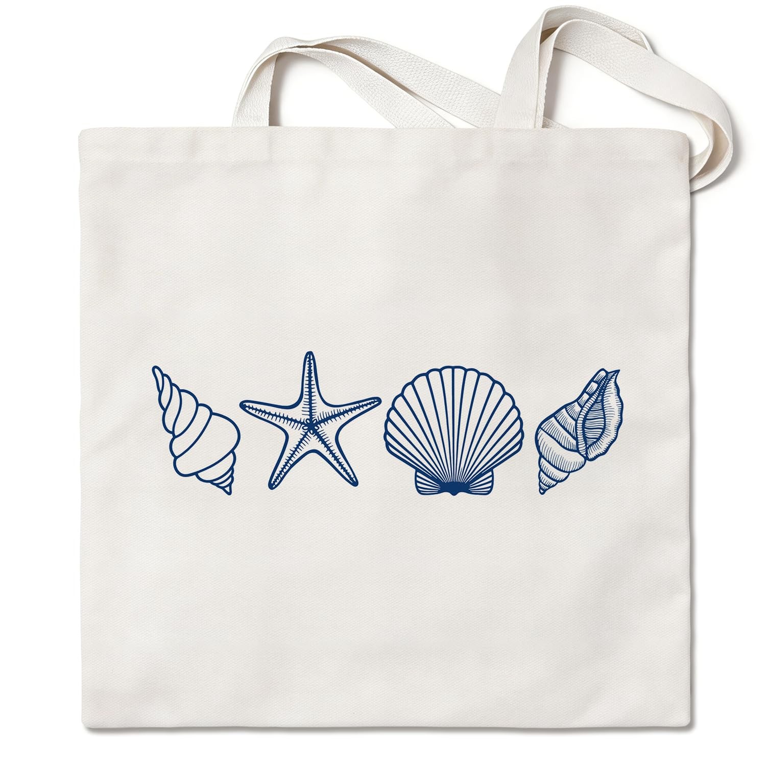 Coastal Seashell Canvas Tote Bag for Women, Summer Beach Gift Bag