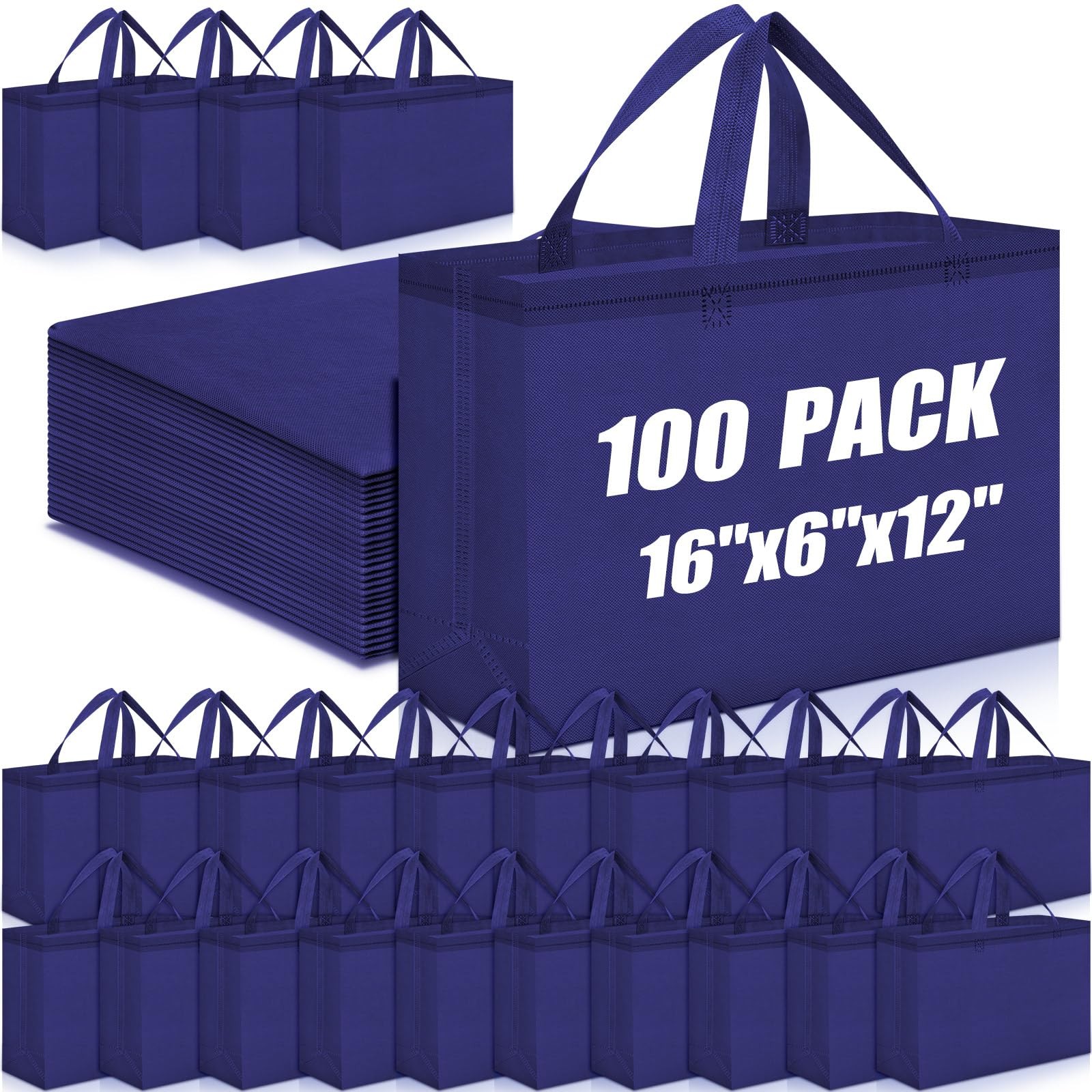 Windyun Reusable Grocery Bags Large Non Woven Shopping Bags with Handles Fold…