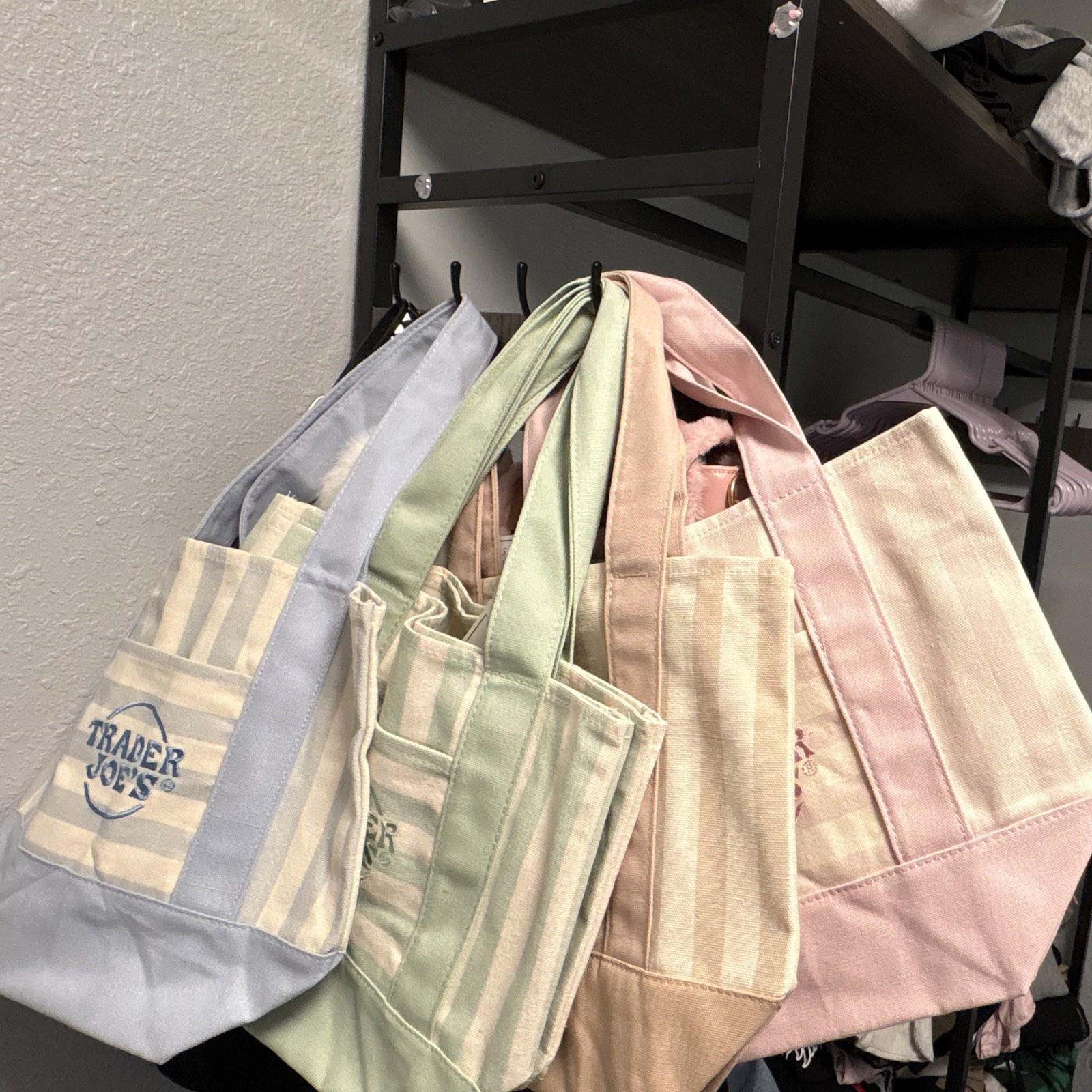 Trader Joe’s Striped Mini Canvas Tote Bag Multicolor 13 x 11 x 6 in