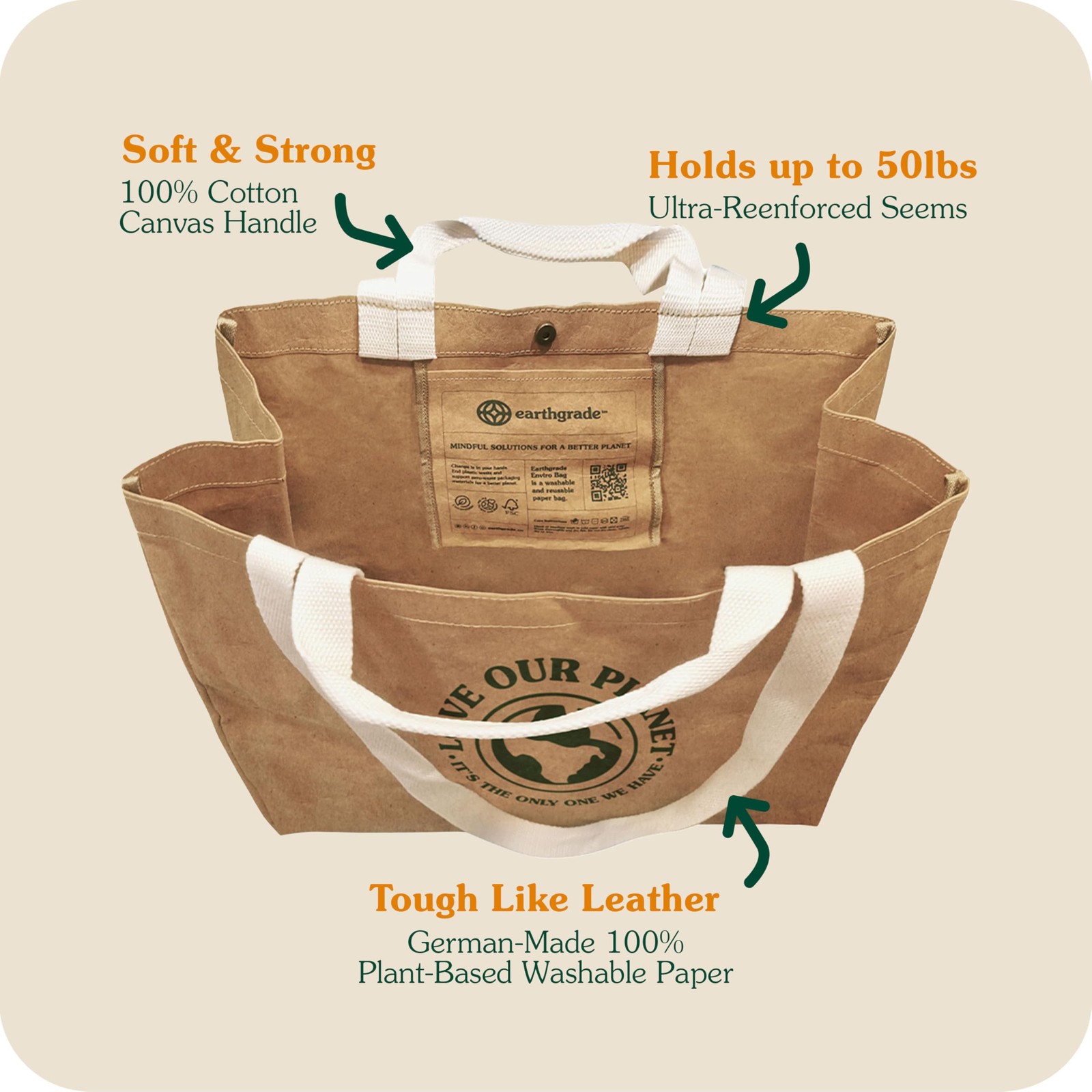 Reusable Grocery Shopping Bag – Extra Large Sustainable Washable Premium Tote…