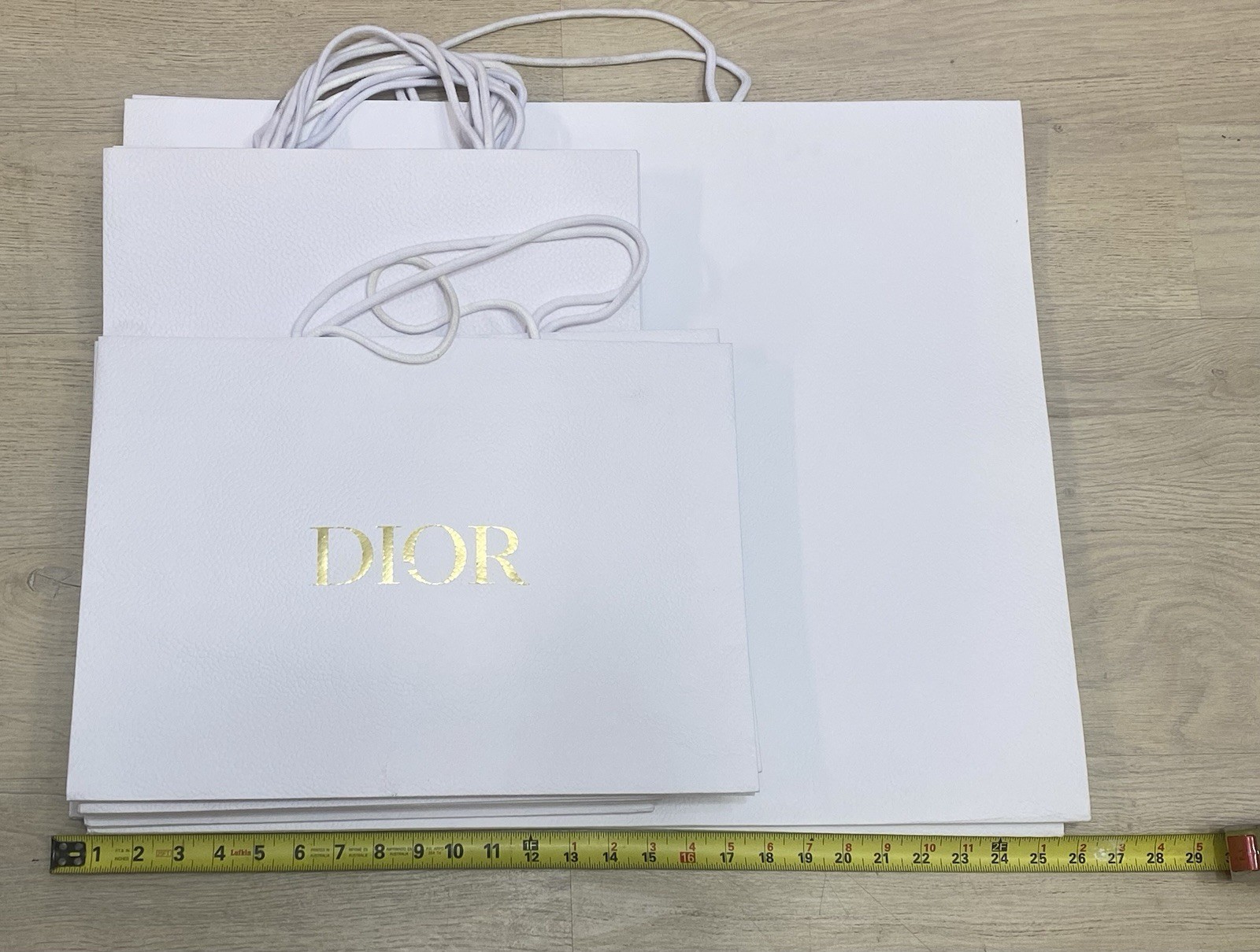 Set of 9-Dior Authentic White Gold Empty Gift Shopping Paper Bags All Size Lot