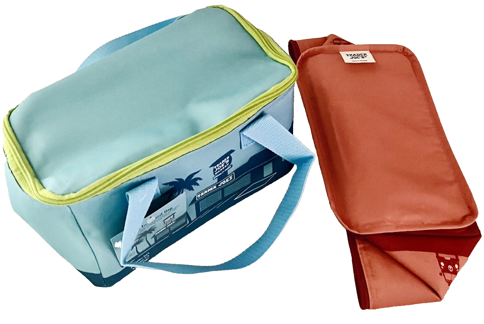 Trader Joe’s Mini Insulated Bags (Set of Two) – Teal and Peach (1.5 Gallons) NWT