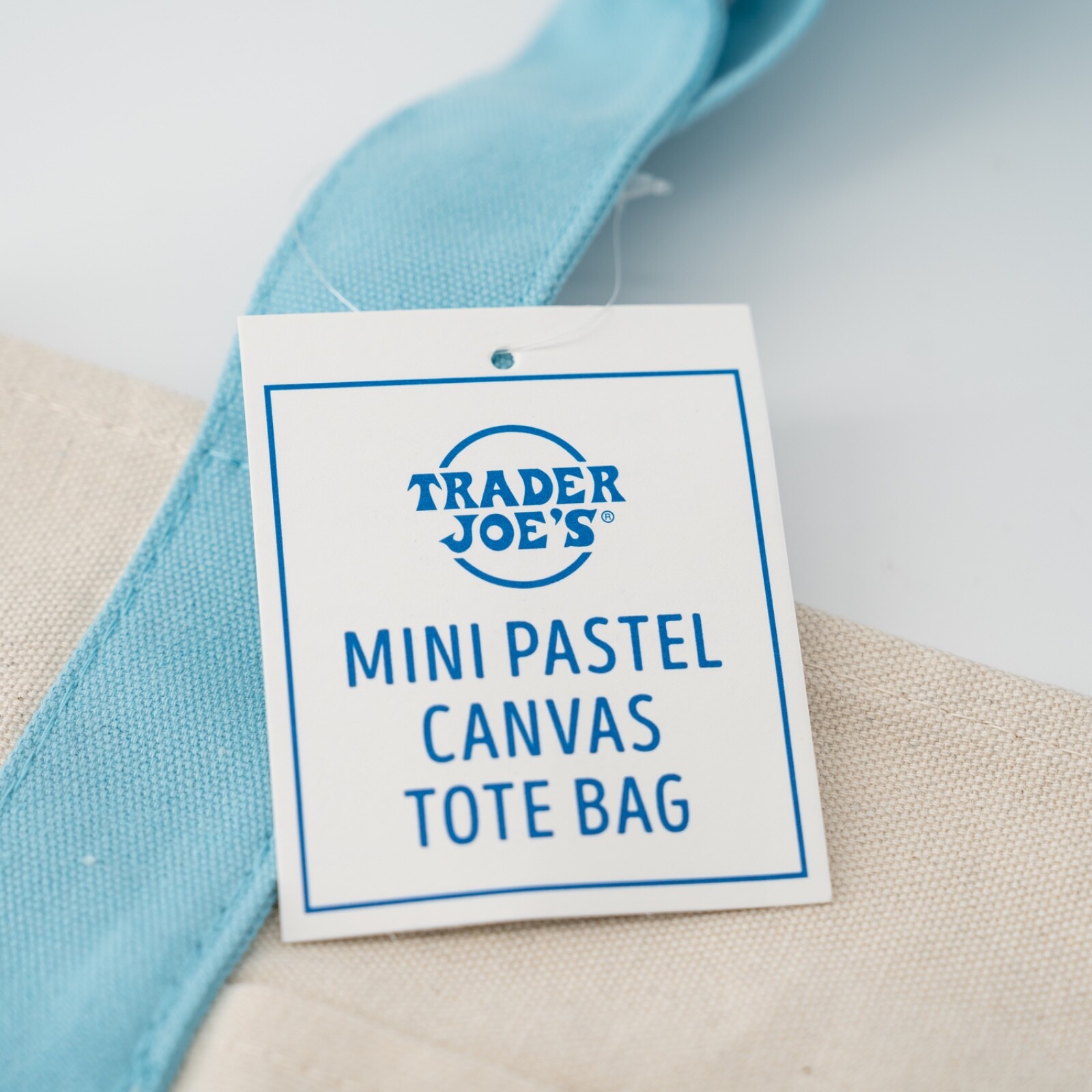 Trader Joe’s Pastel Mini Canvas Tote Bag 2025 LIMITED EDITION BLUE