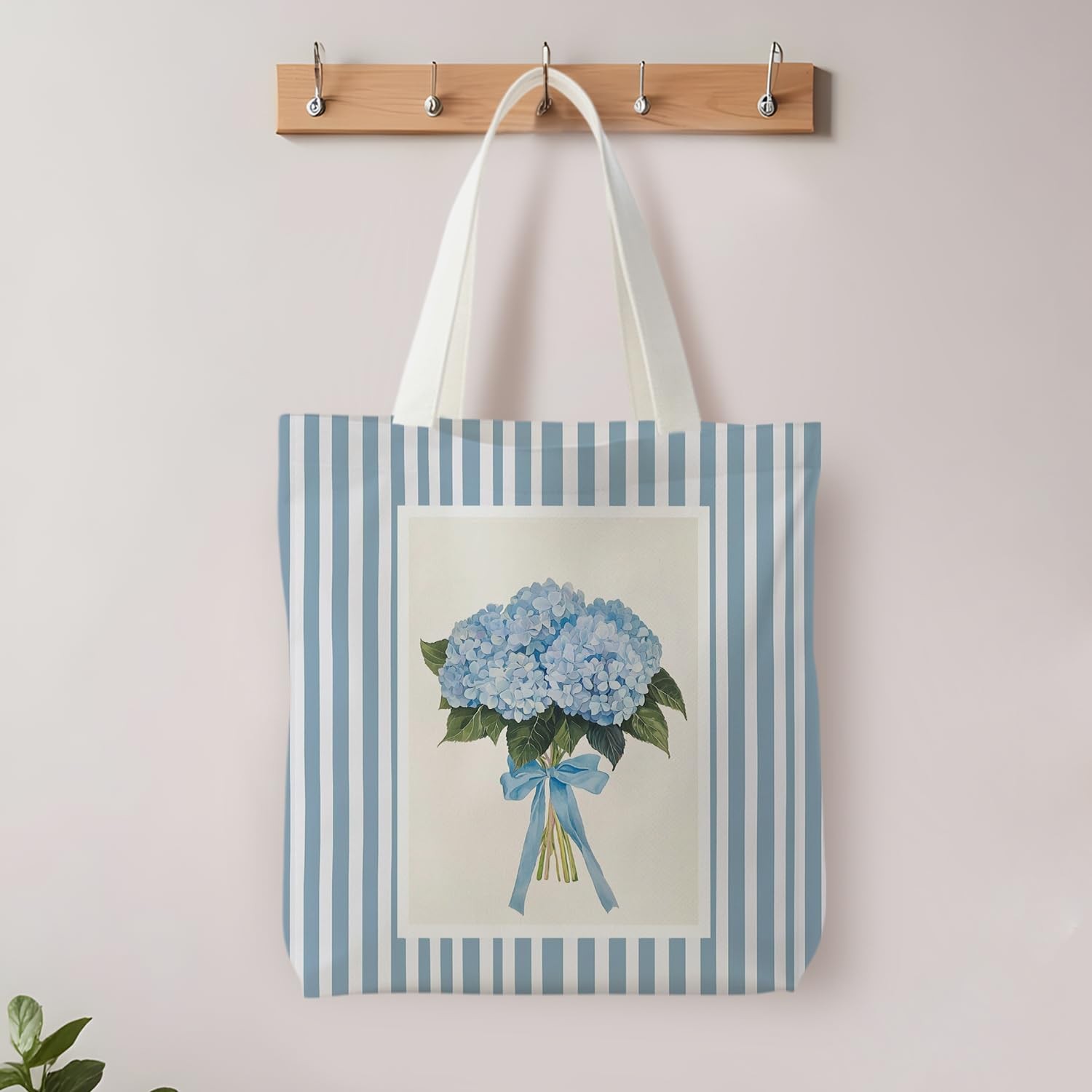 Blue Hydrangea Floral Tote Bag, Rustic Hydrangea Flower Canvas Tote Bags for …
