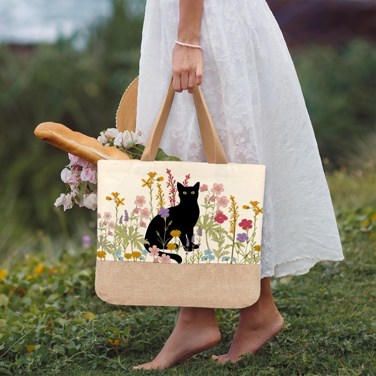 Cat Tote Bag, Cute Black Cat Gifts, Gifts for Cats Lovers Women Friends Girlf…
