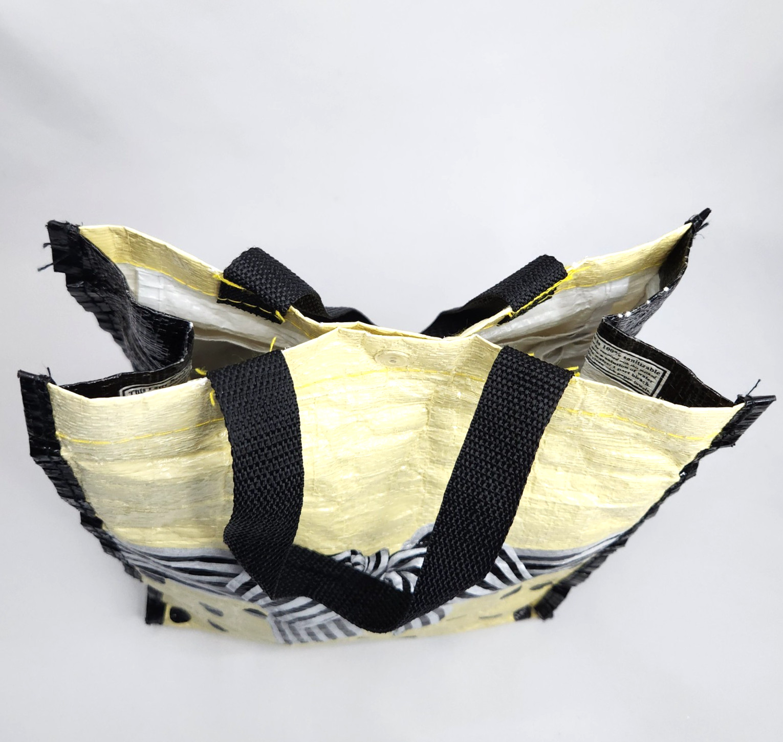 Vtg Patty Reed 2007 Insta Tote Small 11″ Yellow Black White Bow Dots