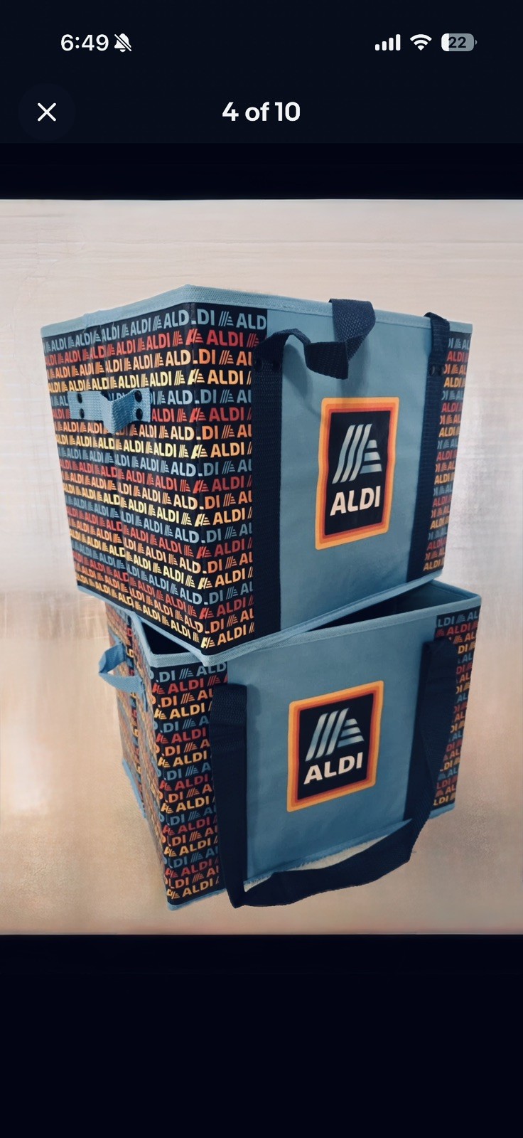 ALDI 2 Collapsible Box Bags 14x10x11 Blue Navy Rainbow