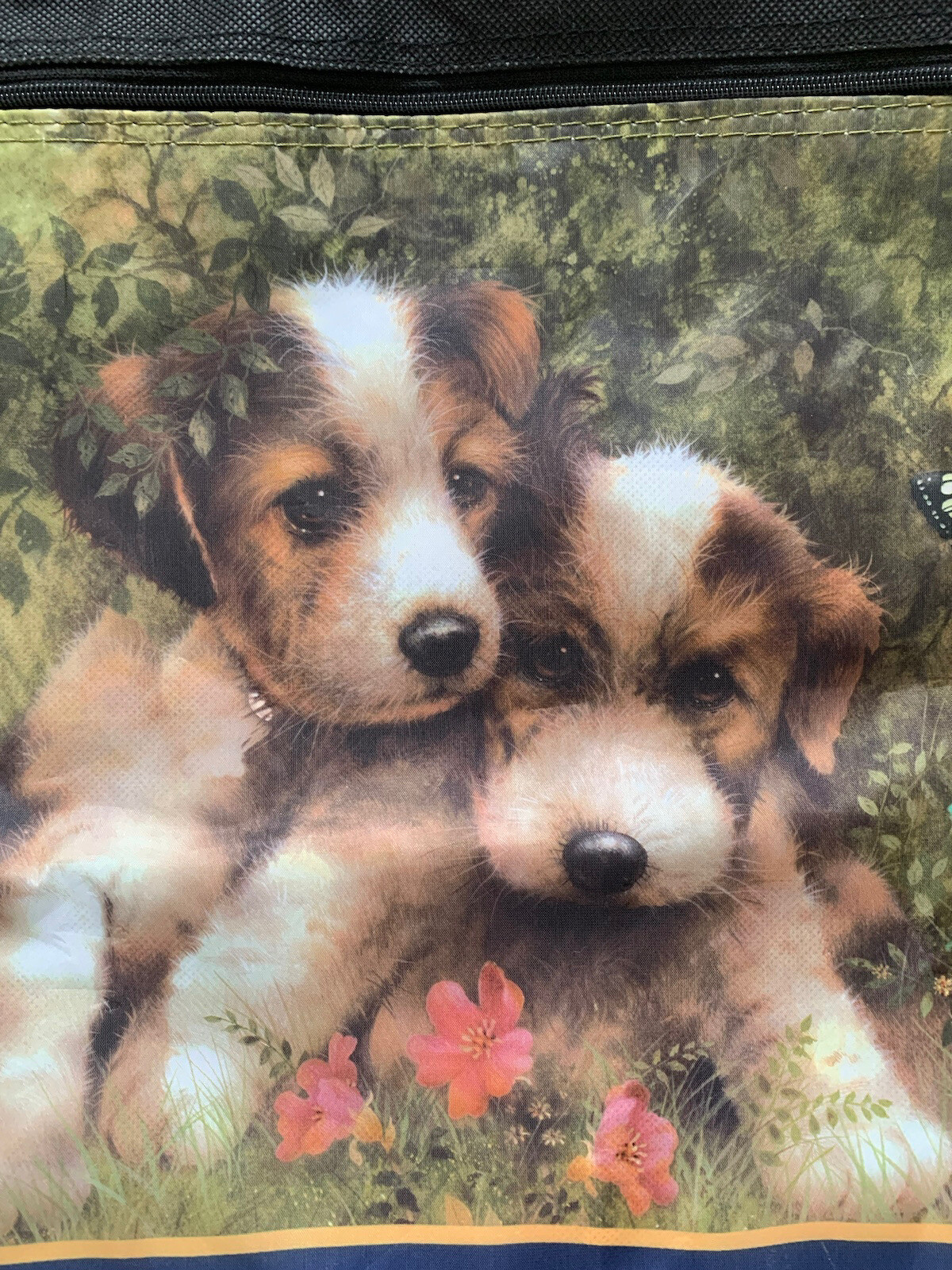 The Humane Society Member Tote Cute Puppies In Nature Shoulder Bag 17”X15”