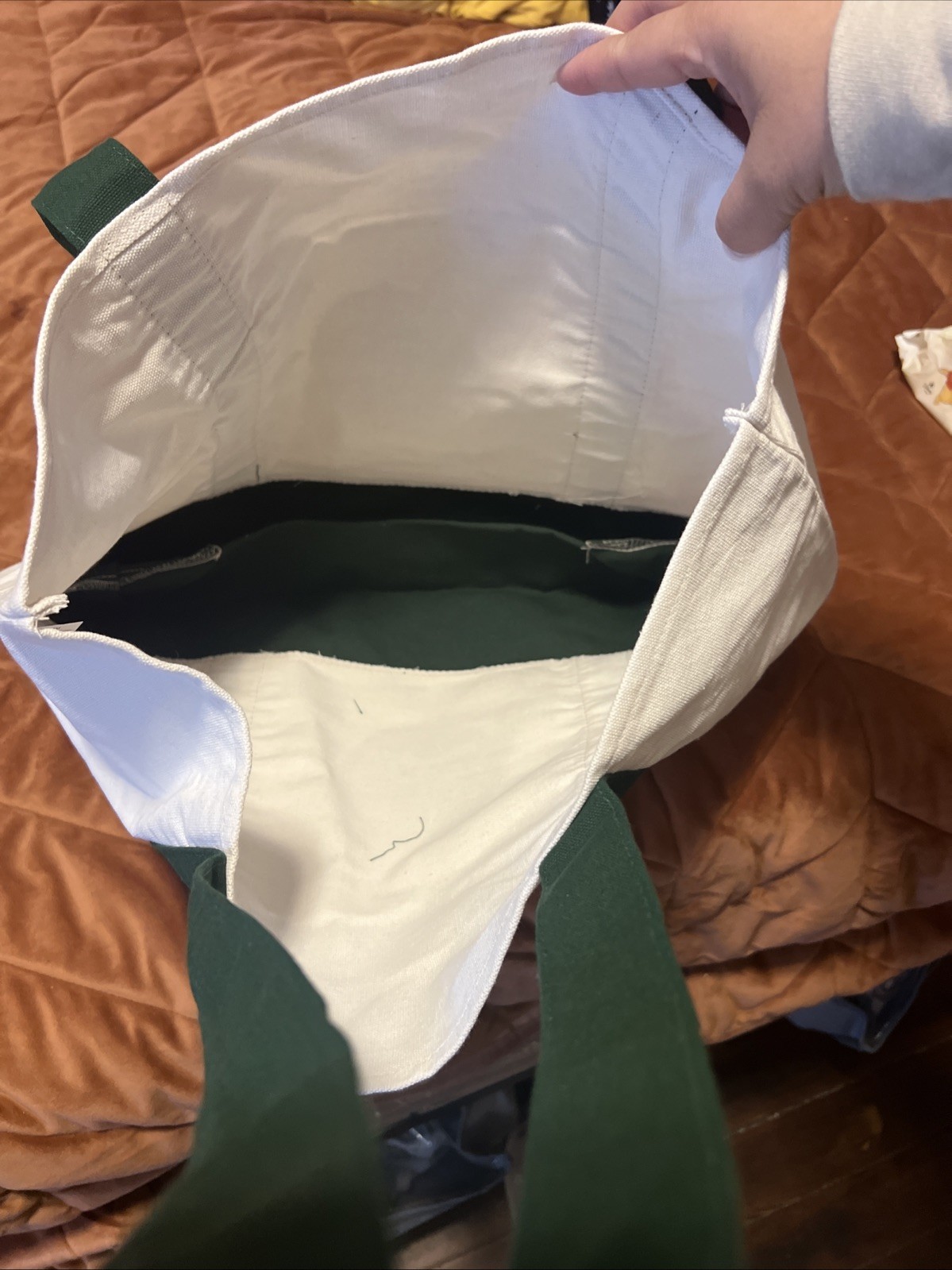 Trader Joe’s Reusable Large Shopping Grocery Tote Bag Green Strap Brand New