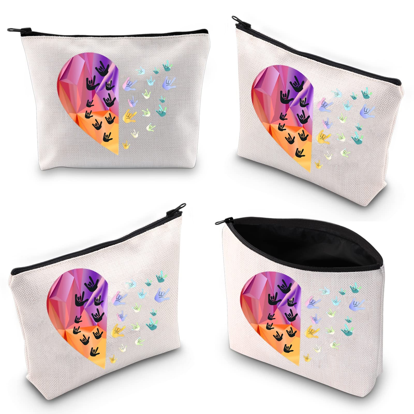 XYANFA Sign Language Heart Makeup Bag – Asl Gift LARGE,