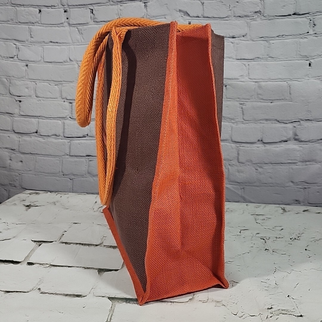 Shopping Tote Bag Woven Quality Brown Orange