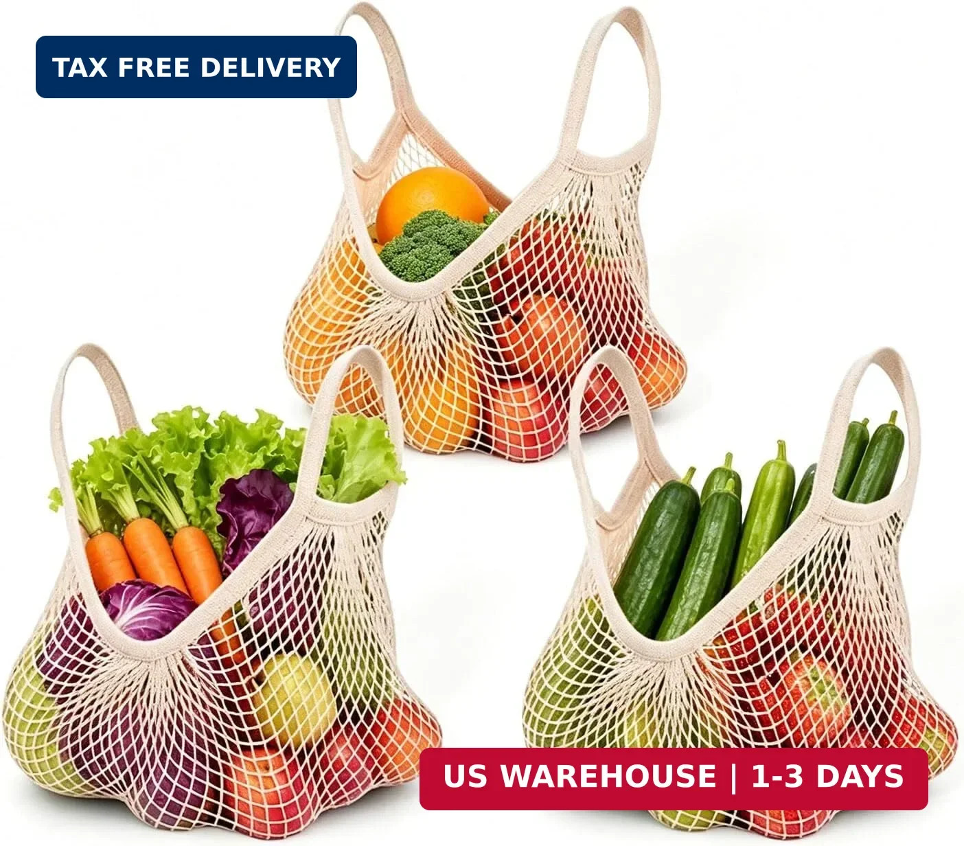 Ahyuan Reusable Cotton Mesh Grocery Bags Cotton String Bag Net Shopping Mesh Bag