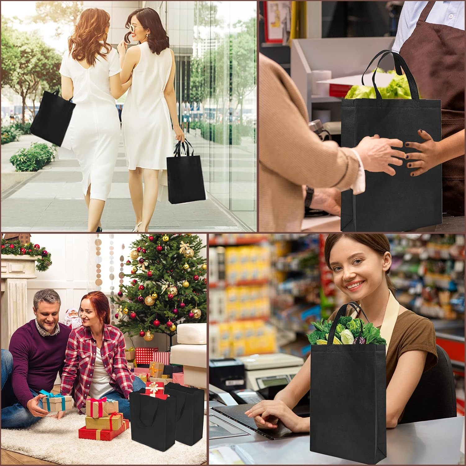100 Pcs Non Woven Bags Bulk,10X8X4 Inch Reusable Tote Bag with Handles, Portable