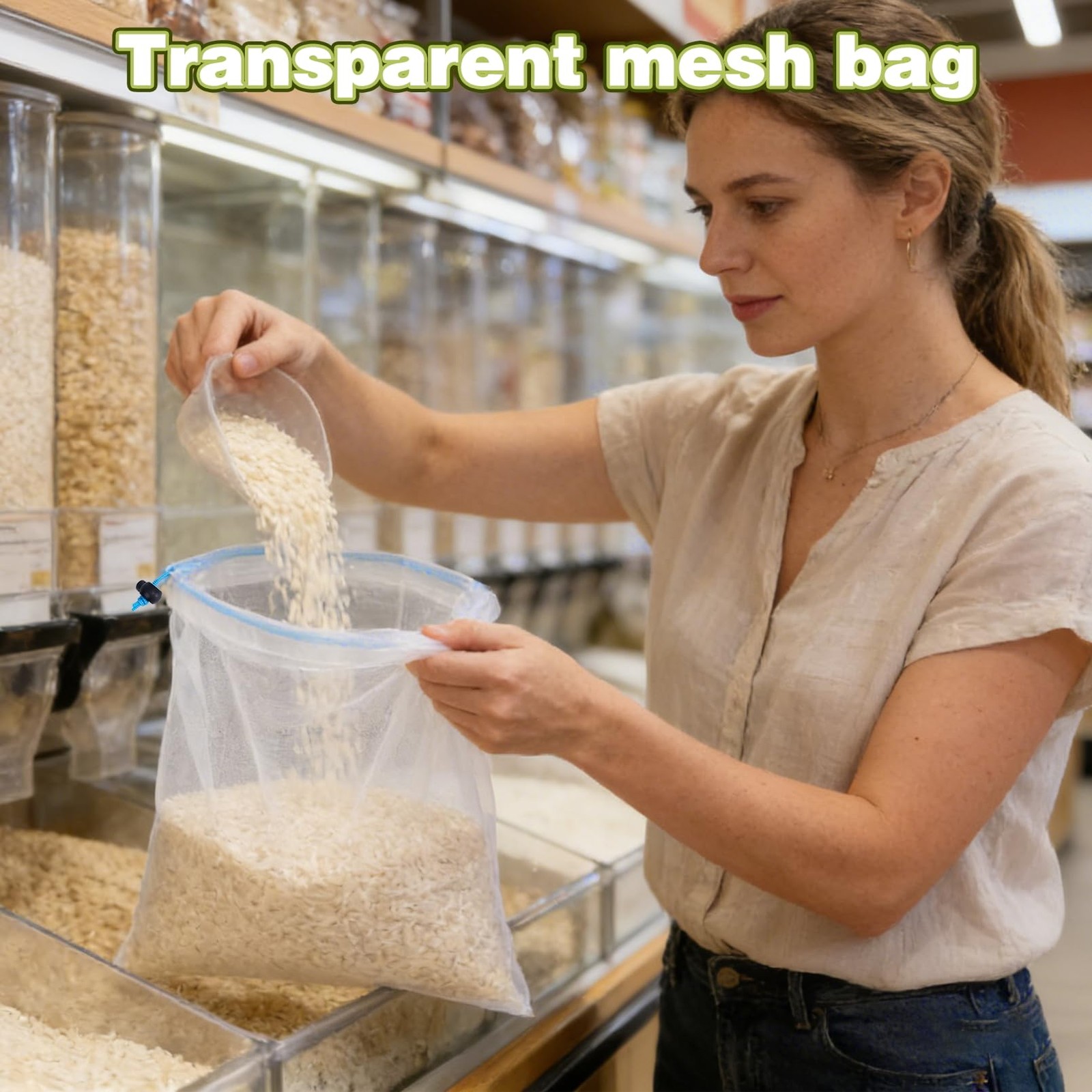 PUREZON 20 Pack Produce Bags, Reusable Mesh Bags 11.8″x16.53″, White