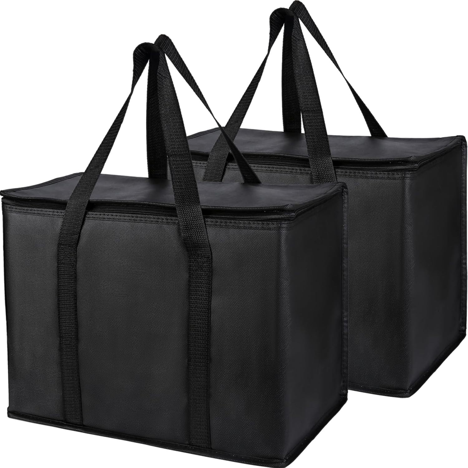 Portable Insulated Picnic Cooler Bag – X-Large Black Grocery Tote with Zipper