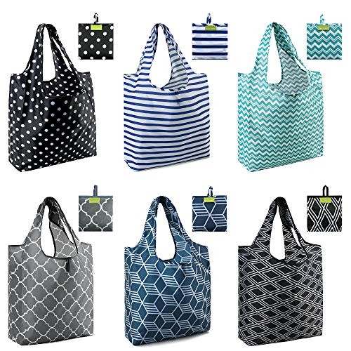 Grocery Bags | Reusable Gift A-geometric-black Gray Purple Navy Teal Brown