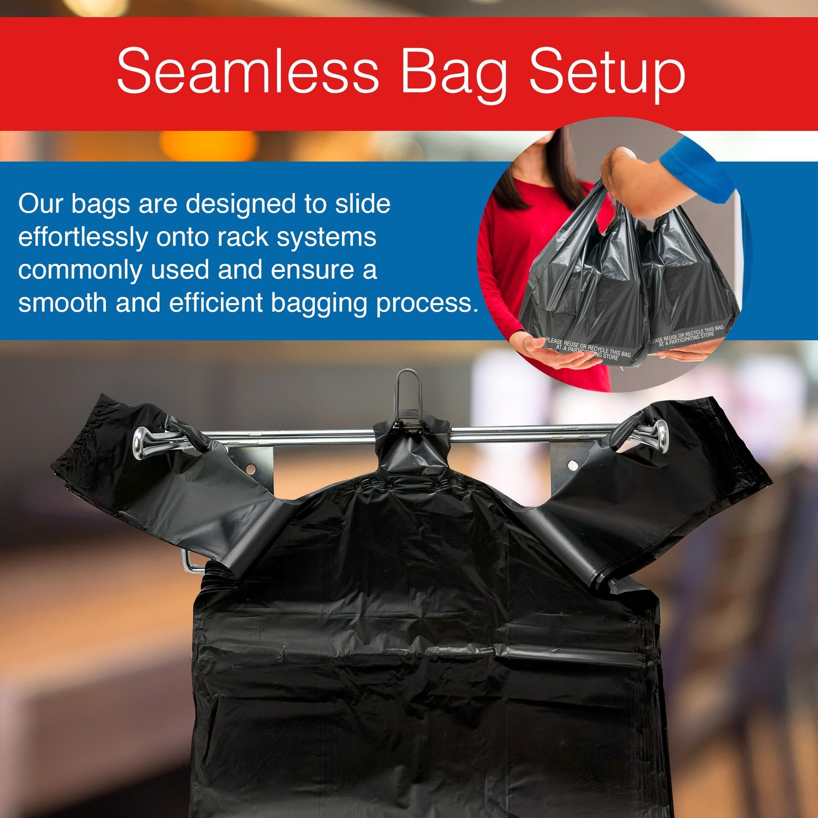Reli. Black T-Shirt Bags 300 Count – 11.5″x6.5″x21″ – Grocery, Shopping, Takeout