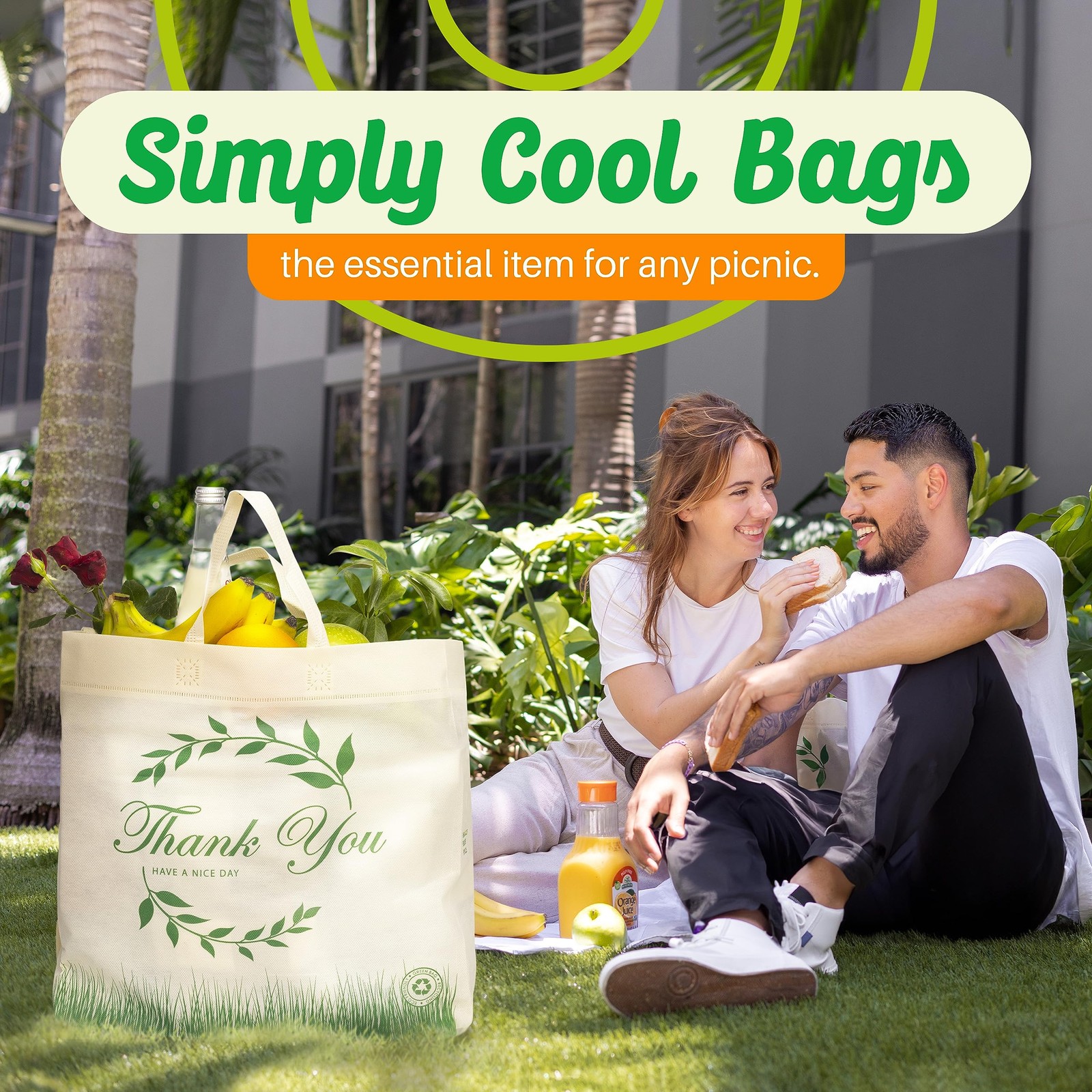 Simply Cool 50 Pack Reusable Thank You-Have a Nice Day Eco-Friendly Large Gro…