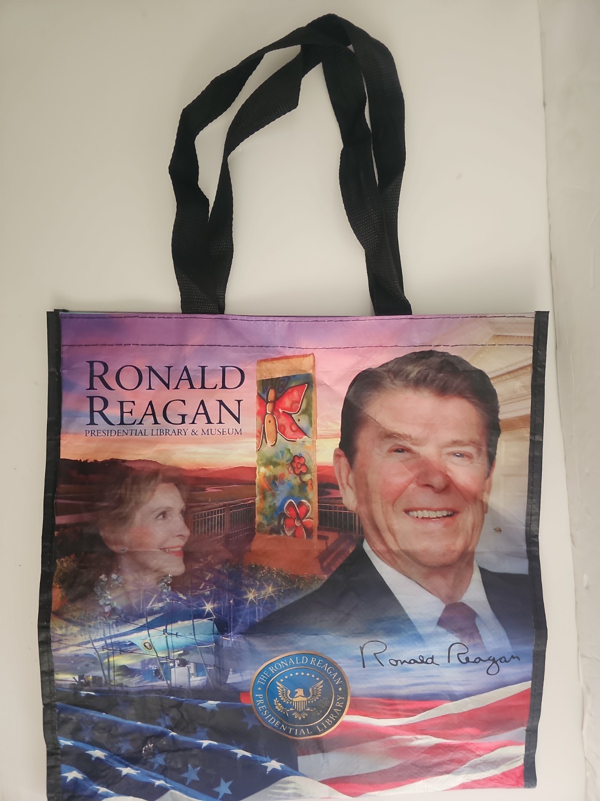 Ronald Reagan Reusable Shopping Tote Bag Size 5x15x15″ Presidential Library