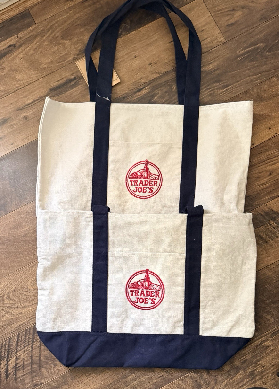 Trader Joe’s Reusable Tote Shopping Bags- LARGE CLASSIC NAVY BLUE -NEW with TAGS