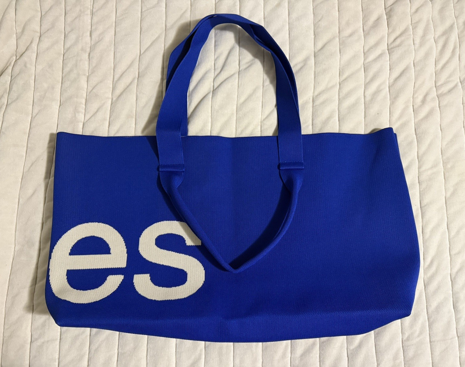 Curves Blue/White Large Tote Bag