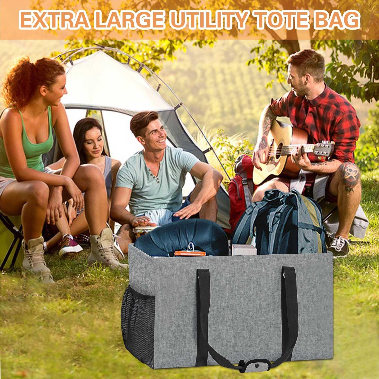 Standing Reusable Grocery Bags with Metal Wire Frame & Hard Bottom, Extra Lar…