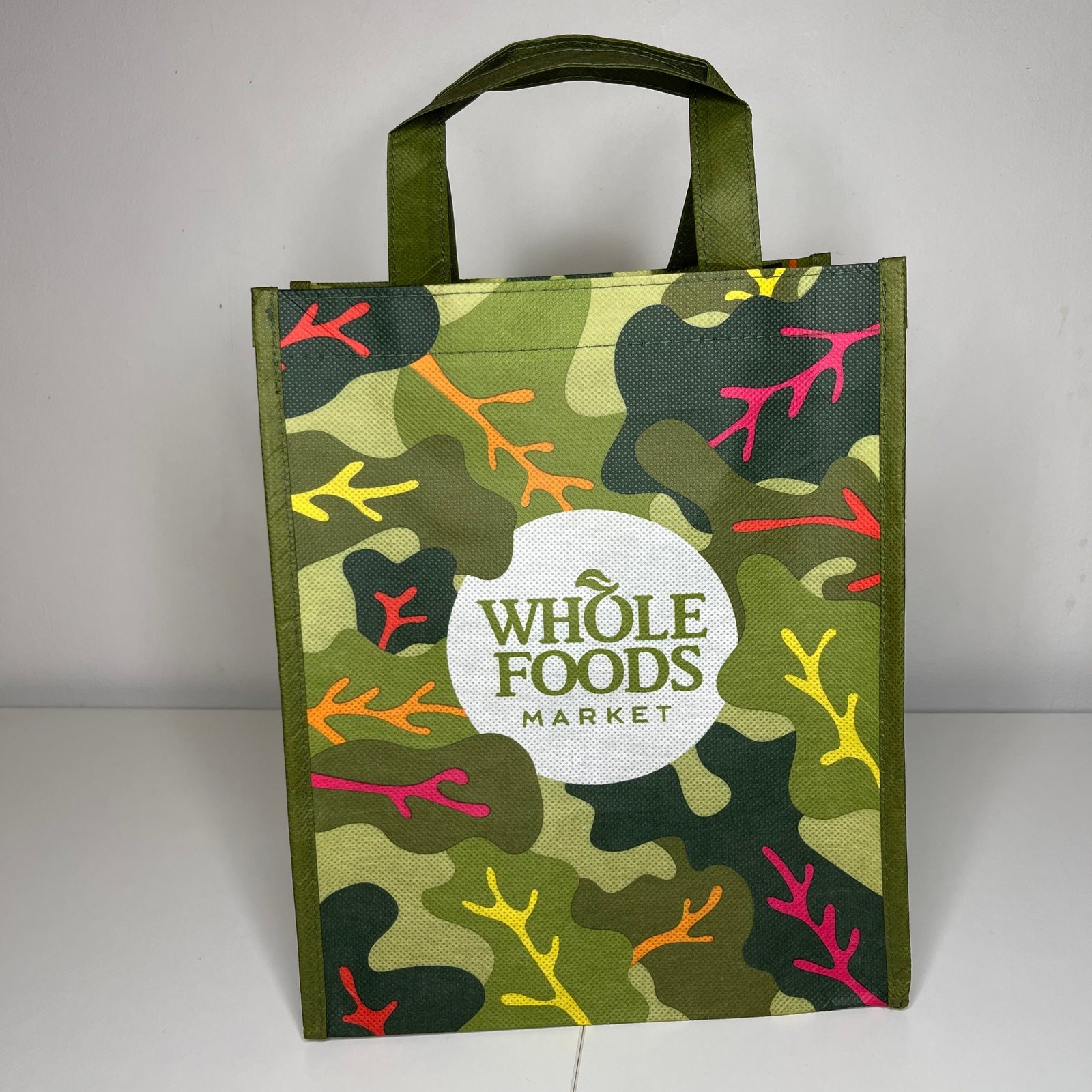 Whole Foods Market Mini Tote Reusable Shopping Bag — Green Garden Leaf Print NEW