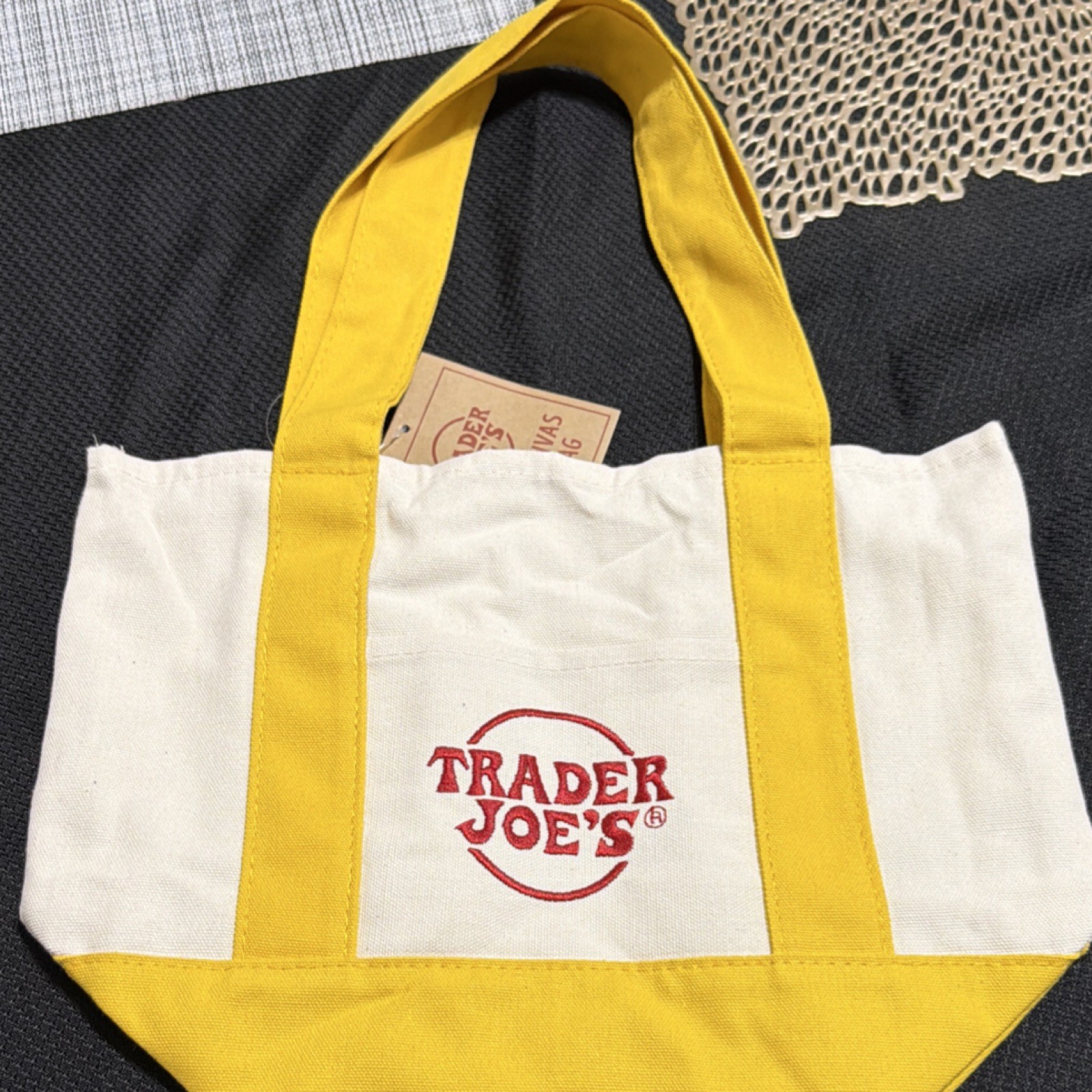 Trader Joe’s Limited Holiday Canvas Reusable Tote Bag Multicolor Solid Plain 4pc