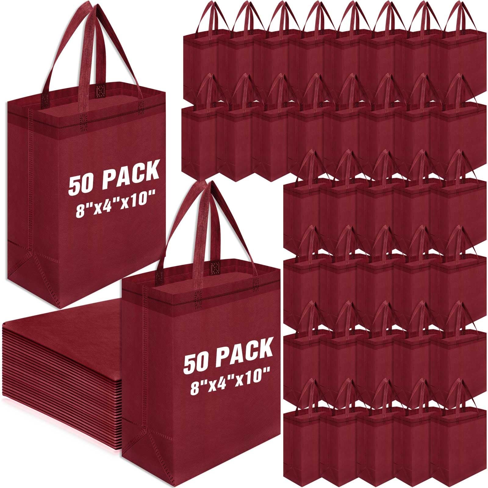 50 Pcs Reusable Tote Bag Bulk 8 x 4 x 10 Inch Non Woven Shopping Bag with Han…