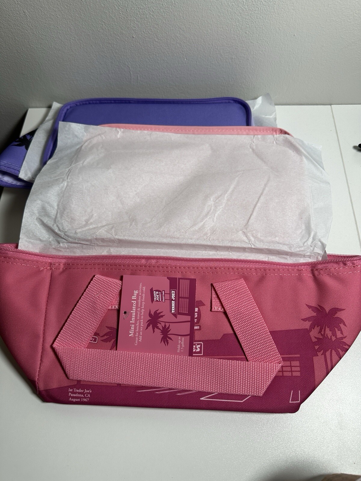 Trader Joe’s Valentines Day Mini Insulated Tote Bag Bundle Pink & Lavender