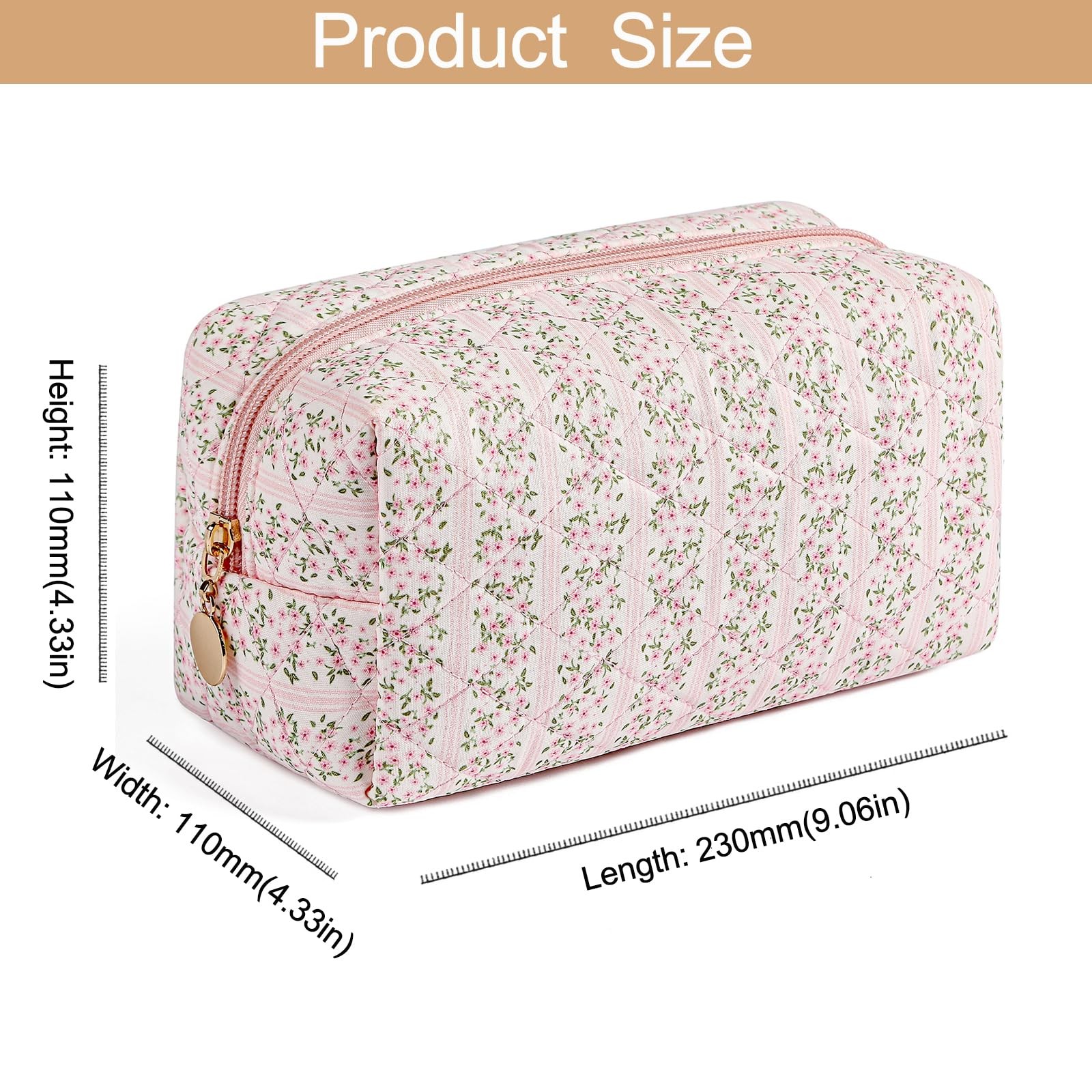 HHQQWZ 2 Pcs Makeup Bag Cosmetic for Women Girls, Cute Large Pink+Pink