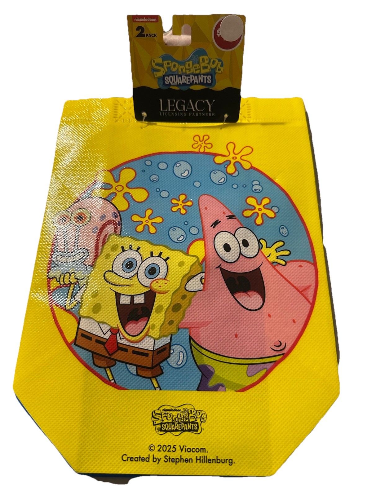 2 Pack Nickelodeon SpongeBob 7x8x3.5 Inch Bags Kids Character Party W/Handles
