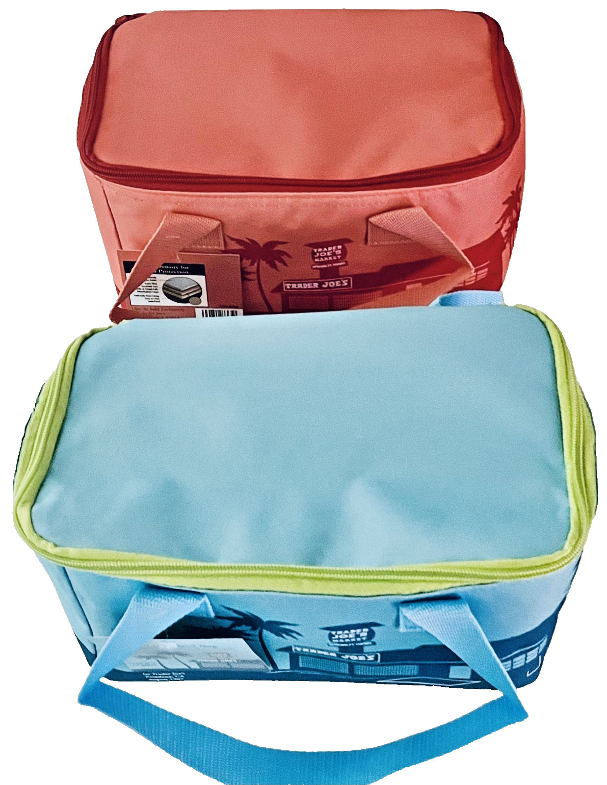 Trader Joe’s Mini Insulated Bags (Set of Two) – Teal and Peach (1.5 Gallons) NWT