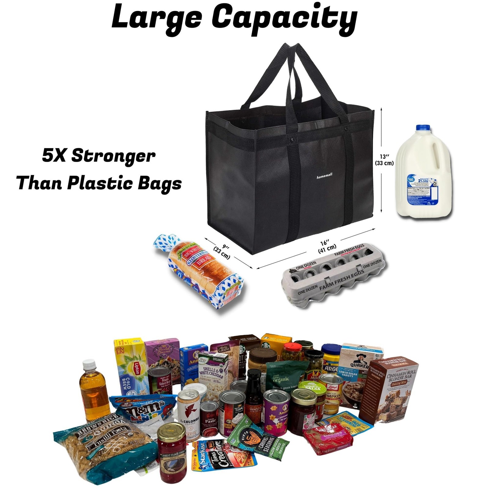 Heavy Duty Reusable Grocery Bags, Large Collapsible Tote Bag Holds 100 LBS, E…