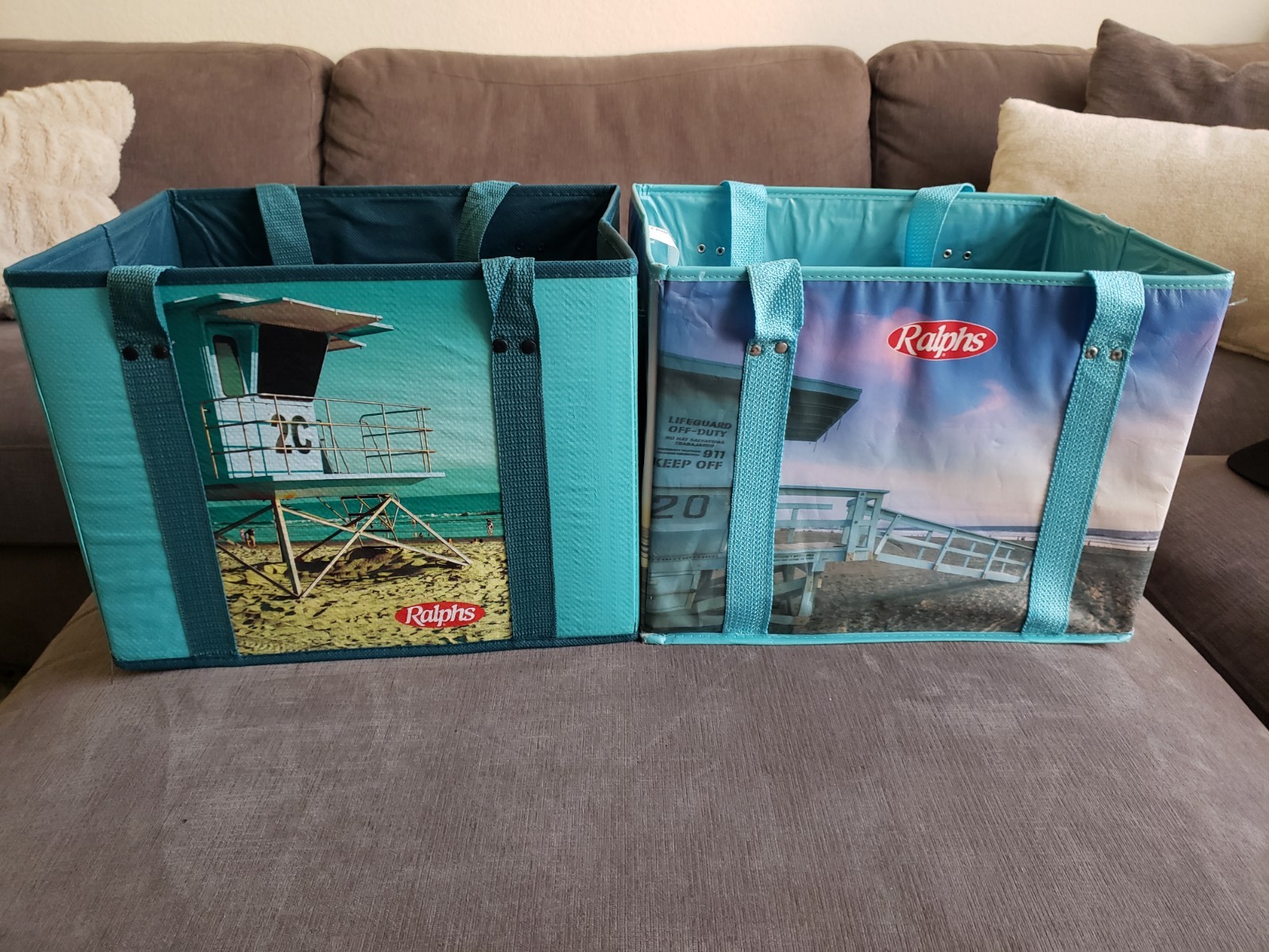 RARE! Set Of 2 Ralphs Grocery Supermarket Reuseable Shopping Totes – Beach…