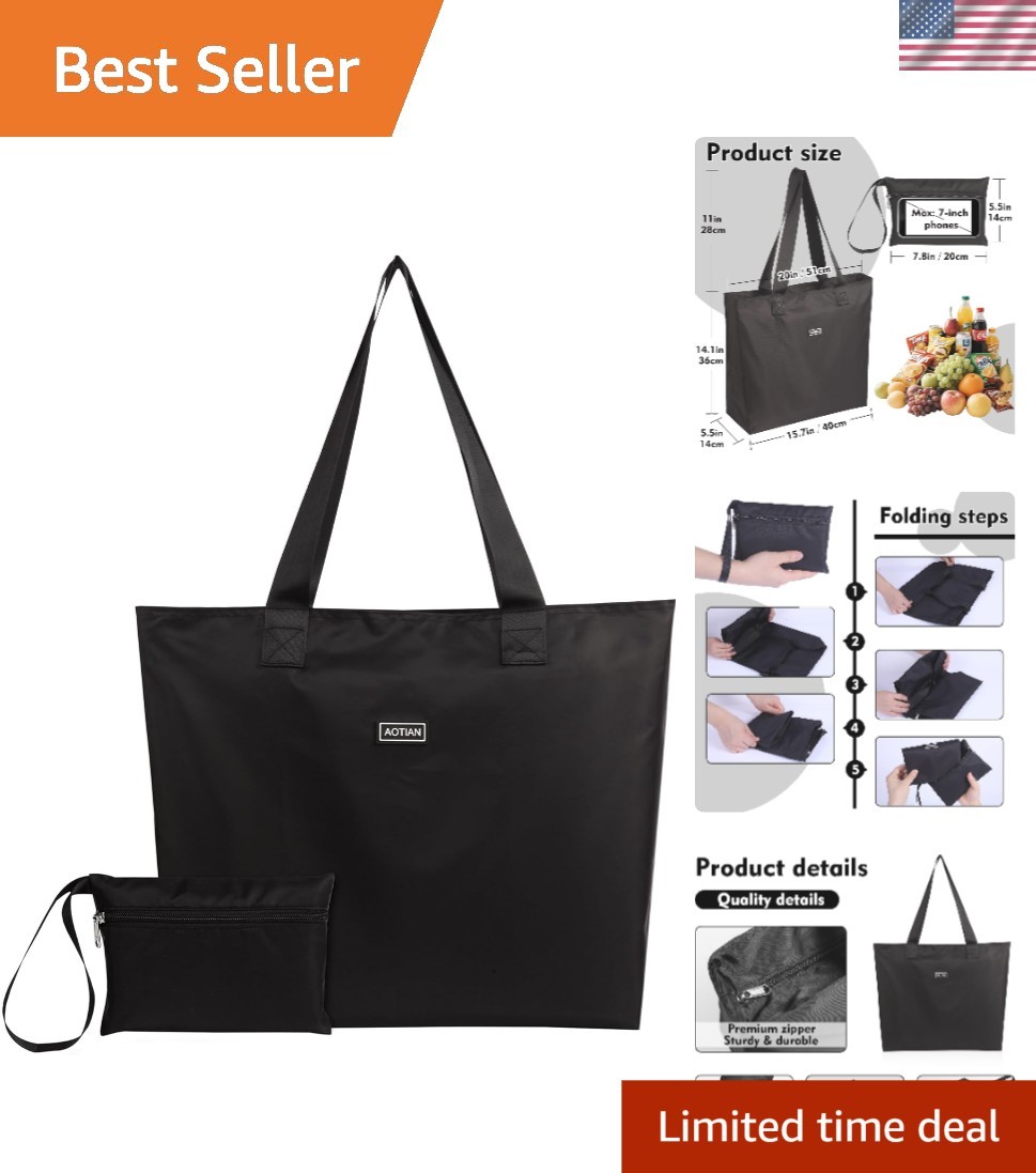 Ultra-Durable 20L Tote Bag – Zipper Closure & Lightweight Travel Essential