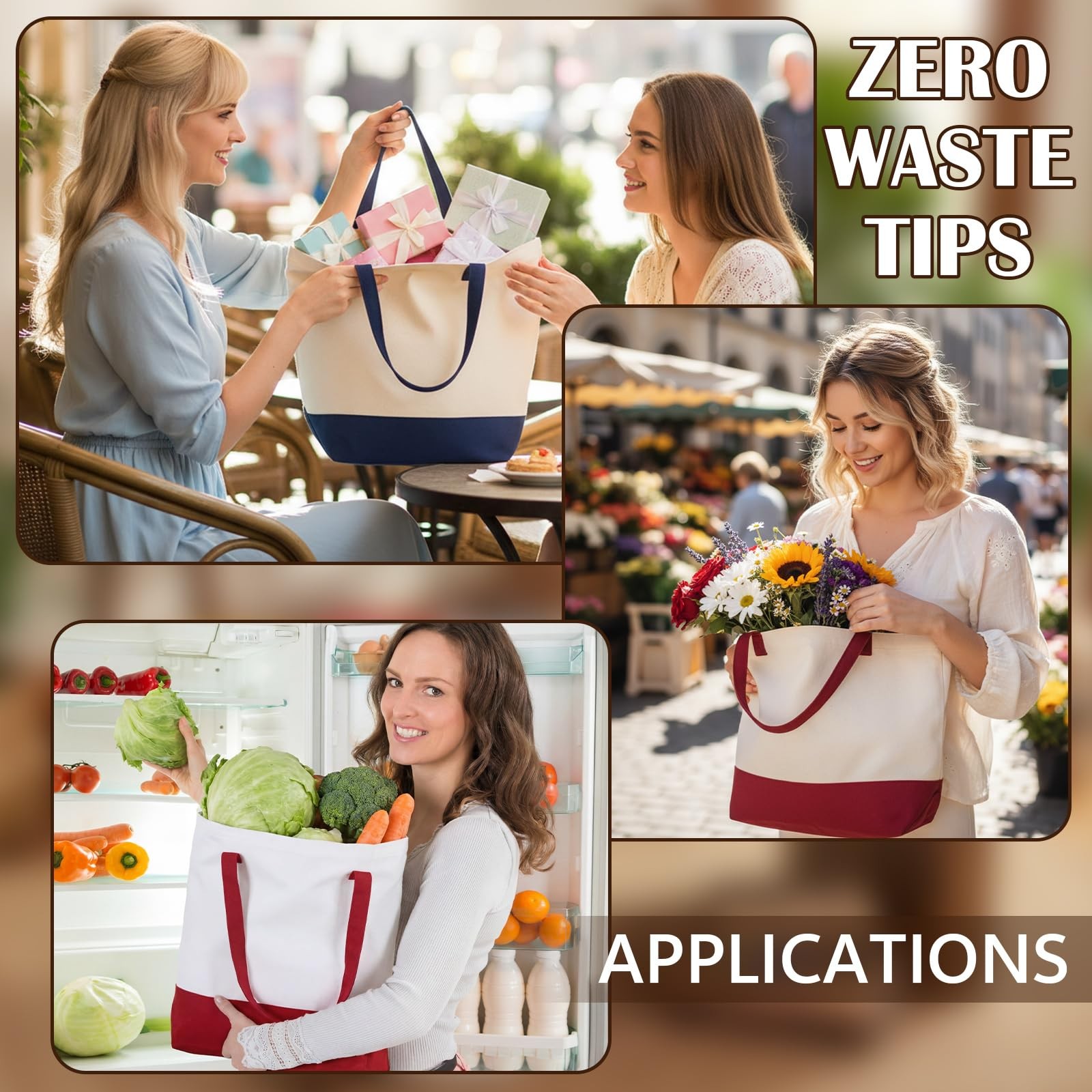 12 Pack Multi-color Blank Canvas Tote Bags Bulk 17.5 x 14.5 Inch Reusable Gro…
