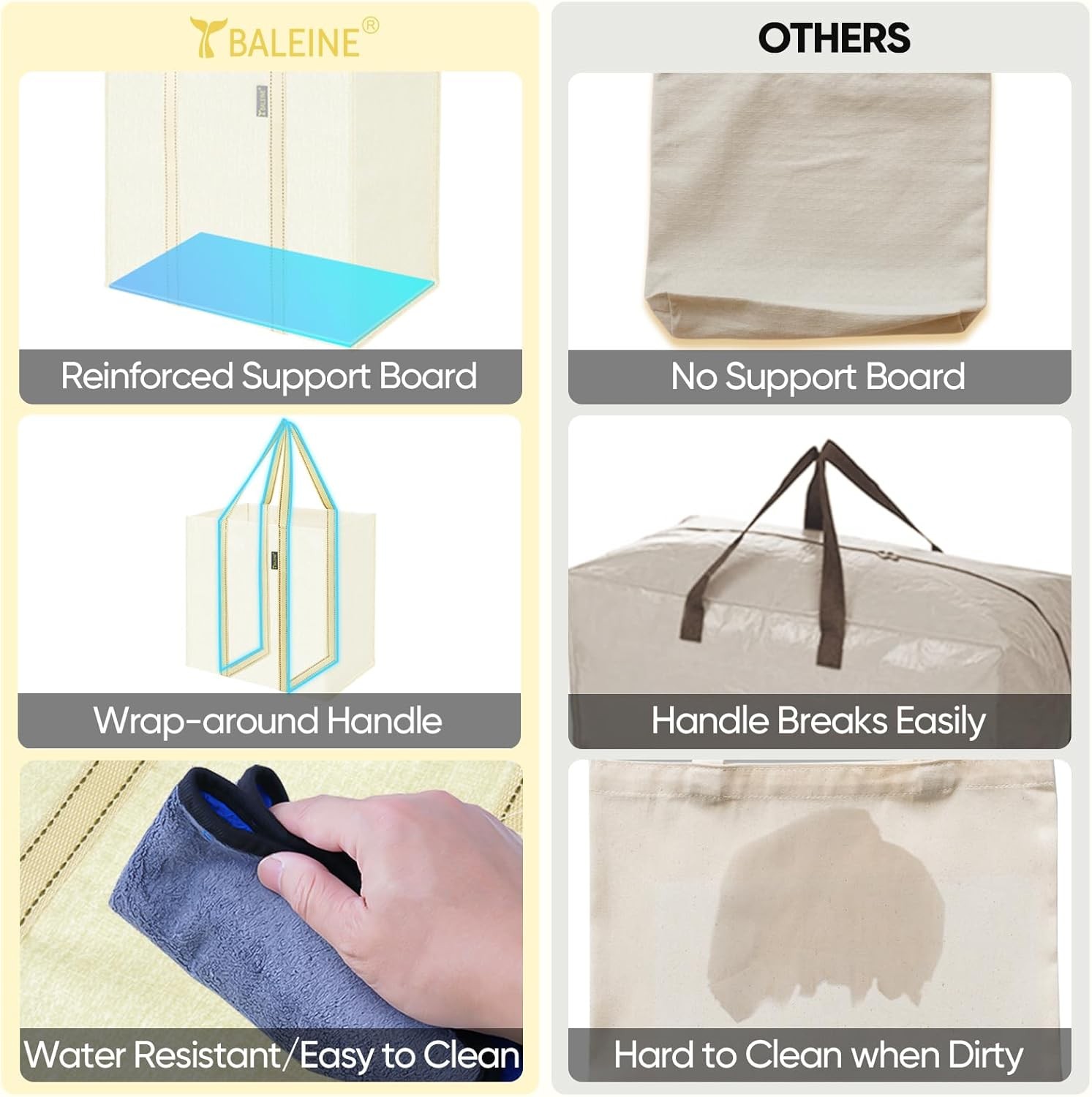 Grocery Bags Reble Shopping Bags with Reinforced Bottom, Heavy