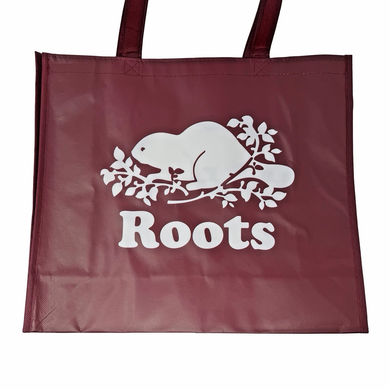 Roots Athletic Canada Maroon Reusable Shopping Bag Beaver Logo Preowned 16×14
