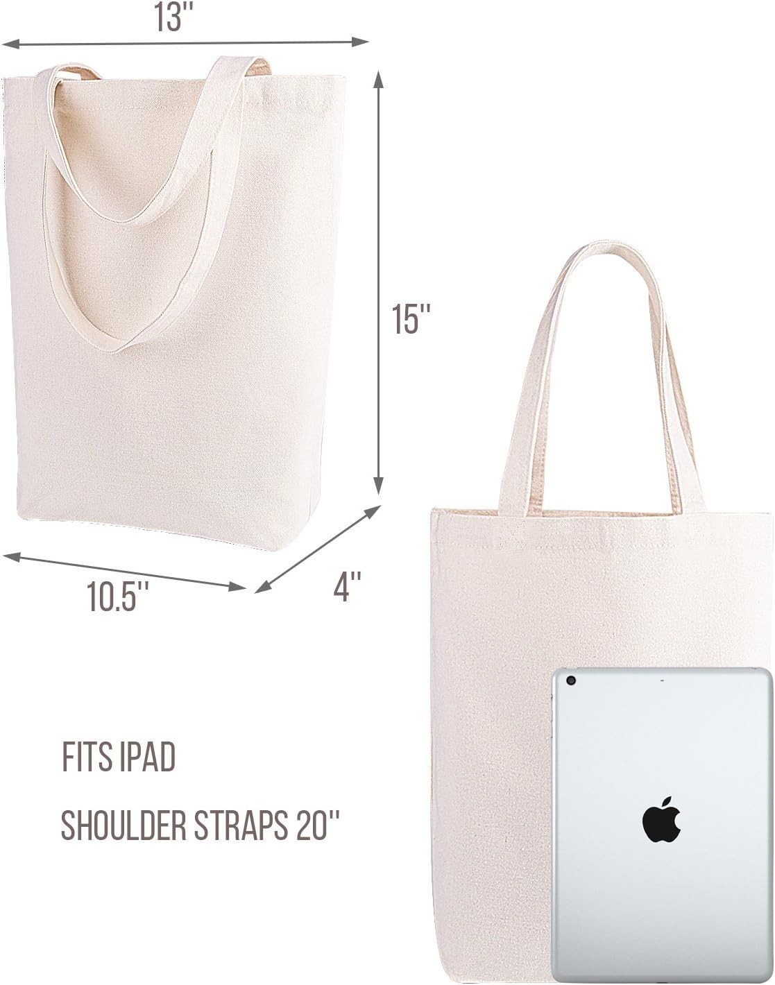 Durable Reusable Canvas Tote Bag – Ideal for Shopping, Crafting & Picnics – 15H